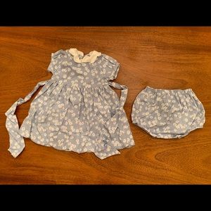 Petit Faune Blue Floral Dress with Bloomers